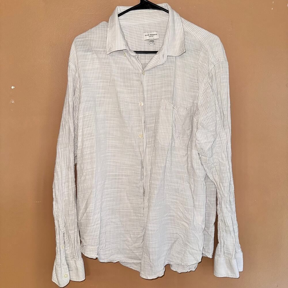 Club Monaco Men's Light Viscose Cotton Long Sleeve Button Down Summer Shirt XL